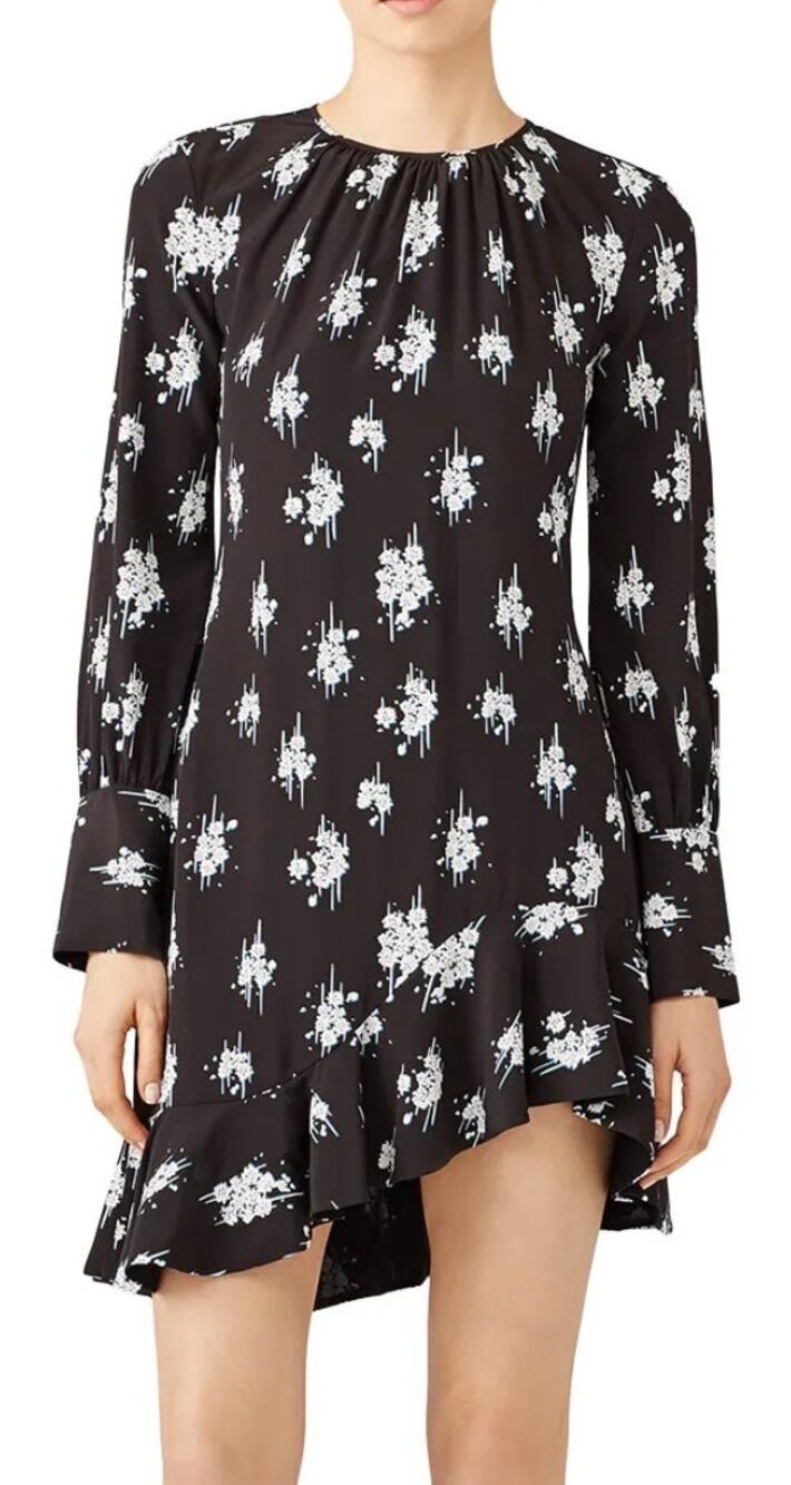 Derek Lam 10 Crosby Black Floral Asymmetrical Hem Dress 12
